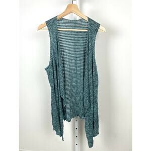 COMFY USA  S Ginger Vest Open Front Sleeveless Cardigan Marled Rayon Blend Blue